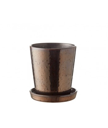 Bronzinis keramikinis vazonas su lėkštute BITZ 10x10.5cm