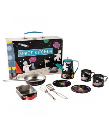 Vaikiškas virtuvės reikmenų rinkinys lagaminėlyje SPACE KITCHEN (10 dalių)