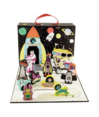 Vaikiškas žaidimų lagaminėlis SPACE (15 dalių)