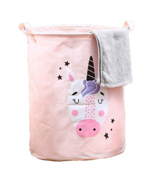 Medvilninis rožinės spalvos žaislų krepšys UNICORN 35x45cm