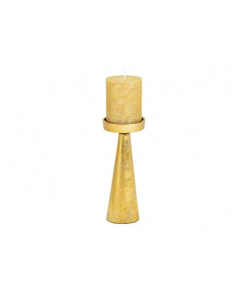 Aukso spalvos metalinė žvakidė cilindrinei žvakei 20cm