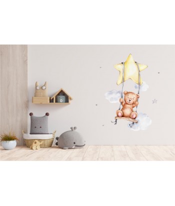 Vaikiškas sieninis lipdukas SWINGING TEDDY BEAR XL 78x130cm