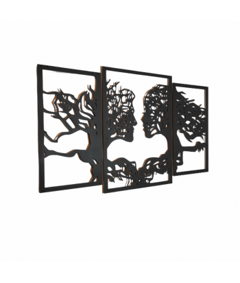 3D metalinė sienos dekoracija triptikas  FLAME 130x75cm