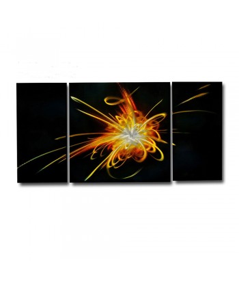 Metalinis rankų darbo paveikslas triptikas FIREWORKS 120x60cm